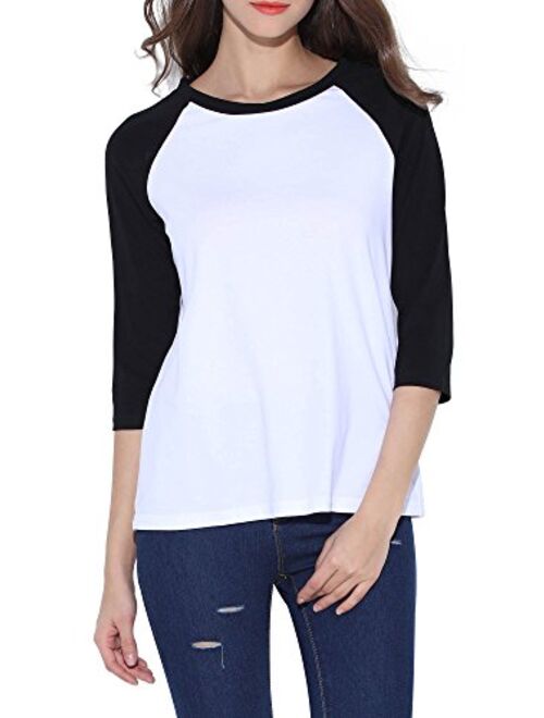 HUHOT Cotton Crew Neck 3/4 Sleeve Jersey Shirt Baseball Tee Raglan T-Shirts