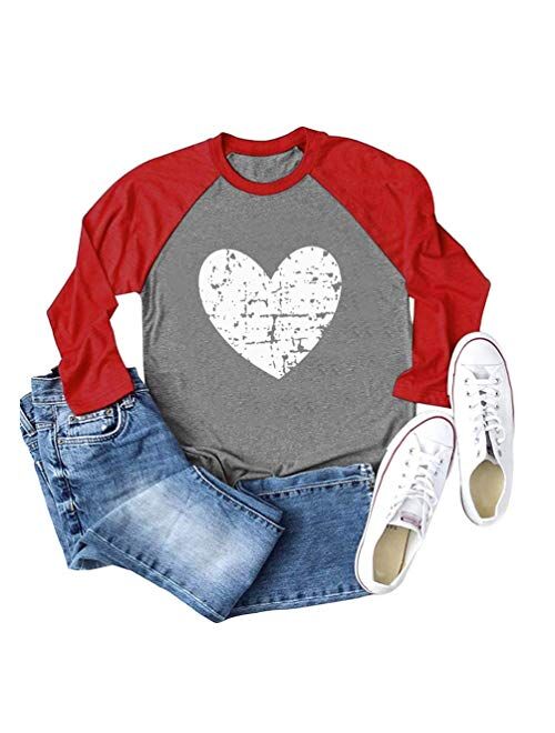 HUHOT Cotton Crew Neck 3/4 Sleeve Jersey Shirt Baseball Tee Raglan T-Shirts