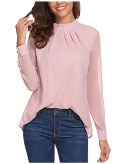 SoTeer Chiffon Blouse Women Loose Casual Long Sleeve Tops Layered Dress Shirts