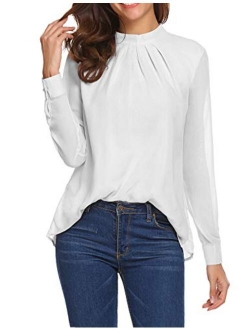 SoTeer Chiffon Blouse Women Loose Casual Long Sleeve Tops Layered Dress Shirts