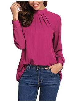 SoTeer Chiffon Blouse Women Loose Casual Long Sleeve Tops Layered Dress Shirts