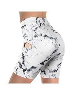 Promover High Waist Yoga Shorts for Women with Pockets Non See-Through Workout Running Pants