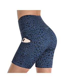 Promover High Waist Yoga Shorts for Women with Pockets Non See-Through Workout Running Pants