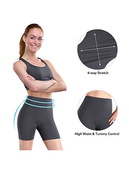 Promover High Waist Yoga Shorts for Women with Pockets Non See-Through Workout Running Pants