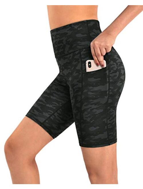 Promover High Waist Yoga Shorts for Women with Pockets Non See-Through Workout Running Pants