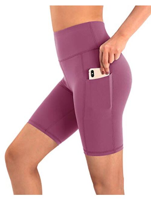 Promover High Waist Yoga Shorts for Women with Pockets Non See-Through Workout Running Pants