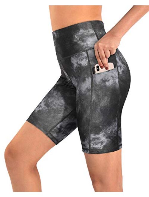 Promover High Waist Yoga Shorts for Women with Pockets Non See-Through Workout Running Pants