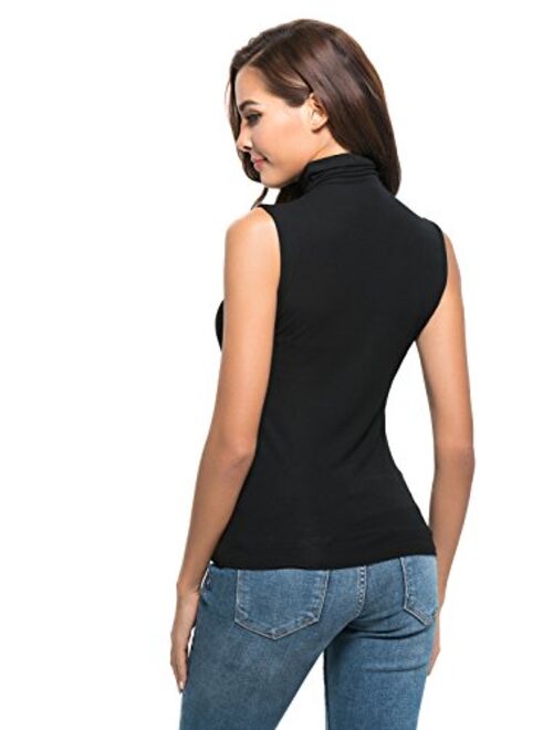 Womens Sleeveless Mock Turtleneck Fitted Underscrubs Soft Stretchy Layer Tee Top