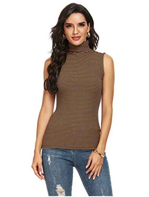 Womens Sleeveless Mock Turtleneck Fitted Underscrubs Soft Stretchy Layer Tee Top