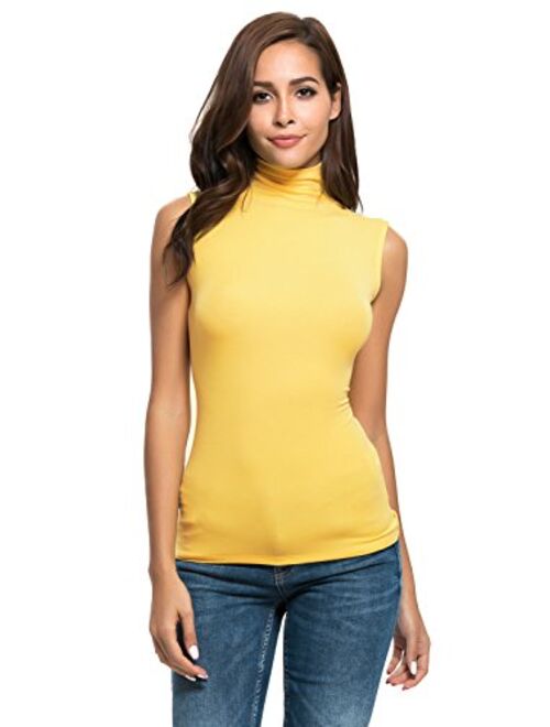 Womens Sleeveless Mock Turtleneck Fitted Underscrubs Soft Stretchy Layer Tee Top