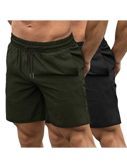 Men's 2 Pack Gym Workout Shorts Quick Dry Bodybuilding Weightlifting Pants Training Running Jogger with Pockets