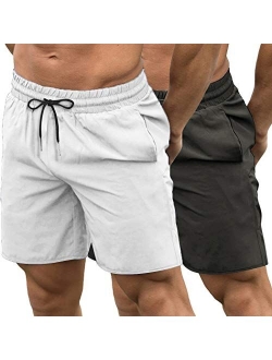 Men's 2 Pack Gym Workout Shorts Quick Dry Bodybuilding Weightlifting Pants Training Running Jogger with Pockets