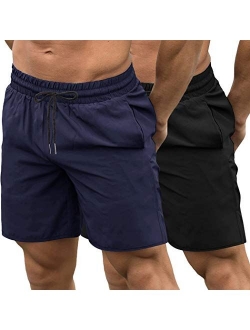 Men's 2 Pack Gym Workout Shorts Quick Dry Bodybuilding Weightlifting Pants Training Running Jogger with Pockets