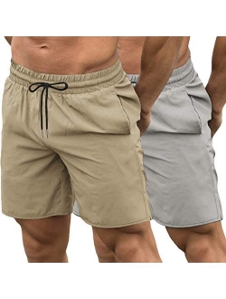 Men's 2 Pack Gym Workout Shorts Quick Dry Bodybuilding Weightlifting Pants Training Running Jogger with Pockets