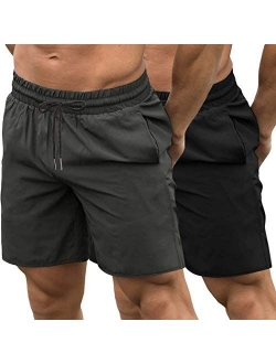 Men's 2 Pack Gym Workout Shorts Quick Dry Bodybuilding Weightlifting Pants Training Running Jogger with Pockets