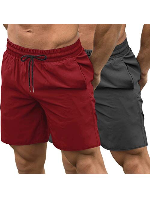 COOFANDY Men's 2 Pack Gym Workout Shorts Quick Dry Bodybuilding Weightlifting Pants Training Running Jogger with Pockets