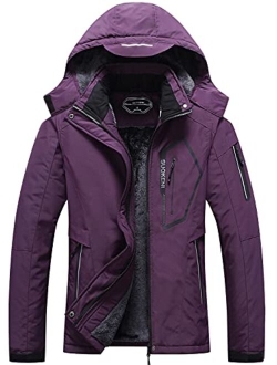 SUOKENI Women's Waterproof Warm Winter Snow Coat Hooded Raincoat Ski Snowboarding Jacket