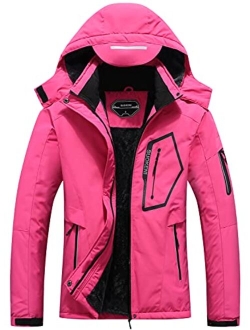 SUOKENI Women's Waterproof Warm Winter Snow Coat Hooded Raincoat Ski Snowboarding Jacket