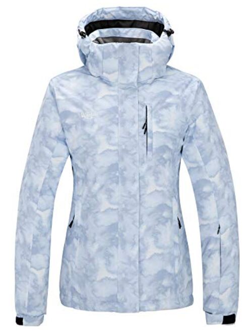 Wantdo Women's Waterproof Ski Jacket Windproof Print Fully Taped Seams Snow Coat Warm Winter Windbreaker