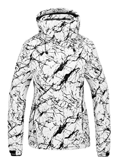 Wantdo Women's Waterproof Ski Jacket Colorful Printed Fully Taped Seams Rain Coat Warm Winter Parka