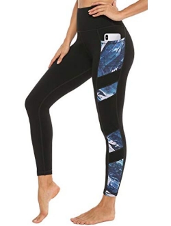 Women's Printed Yoga Pants with 2 Pockets, High Waist Non See-Through Tummy Control 4 Way Stretch Leggings