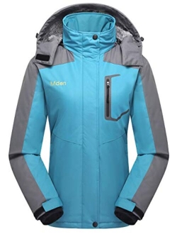 Mden Women's Waterproof Ski Jacket Outdoor Windproof Fleece Insulated Snowboard Rain Jacket