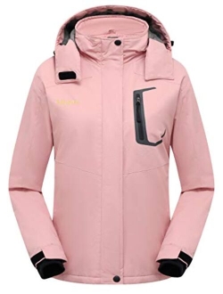 Mden Women's Waterproof Ski Jacket Outdoor Windproof Fleece Insulated Snowboard Rain Jacket