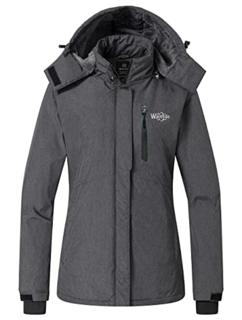 Wantdo Women's Waterproof Ski Jacket Fleece Winter Parka Windproof Snow Coat Water Resistant Raincoat