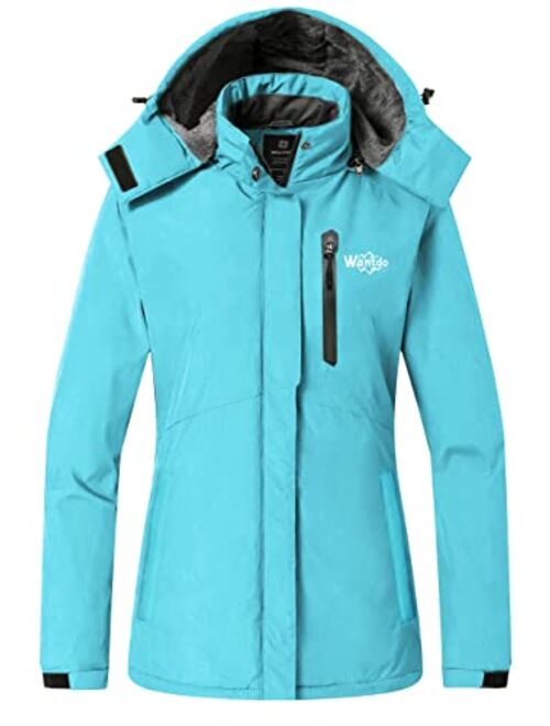 Wantdo Women's Waterproof Ski Jacket Fleece Winter Parka Windproof Snow Coat Water Resistant Raincoat