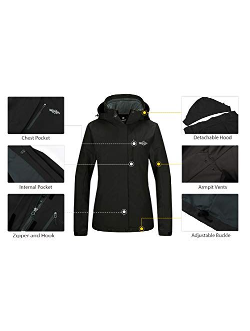 Wantdo Women's 3 in 1 Waterproof Ski Jacket Warm Fleece Winter Snow Coat Rain Jacket