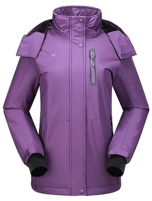 CAMEL CROWN Women's 3-in-1 Waterproof Ski Snow Jacket Hooded Winter Coat with Puffer Liner