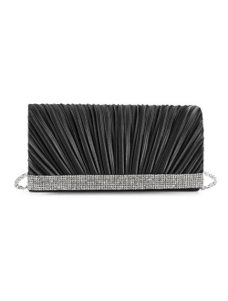 Gunne Sax by Jessica McClintock Chloe Pleated Satin Rhinestone Clutch