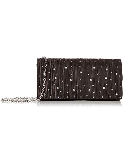 Gunne Sax by Jessica McClintock Chloe Pleated Satin Rhinestone Clutch