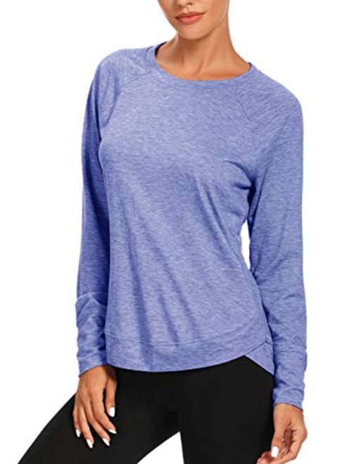 Muzniuer Womens Long Sleeve Workout Shirts-Long Sleeve Shirts for Women Yoga Sports Running Shirt Workout Top