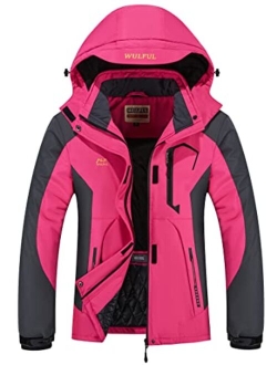 WULFUL Women’s Waterproof Snow Ski Jacket Mountain Windproof Winter Coat with detachable hood