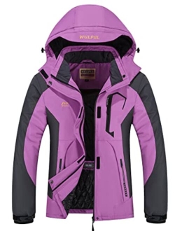 WULFUL Women’s Waterproof Snow Ski Jacket Mountain Windproof Winter Coat with detachable hood