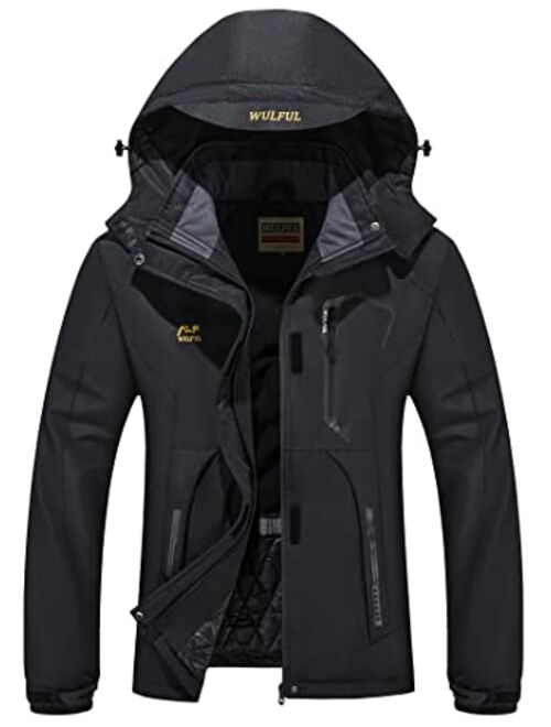 WULFUL Women’s Waterproof Snow Ski Jacket Mountain Windproof Winter Coat with detachable hood