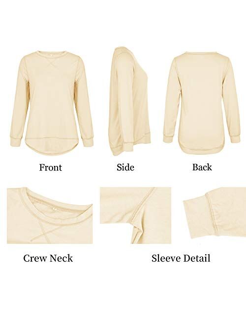 TEMOFON Women's Tops Long Sleeve Crew Neck Top Casual Loose Soft Blouse Tunic T-Shirts S-2XL