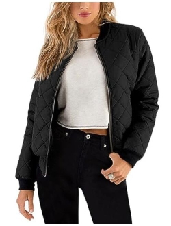 Zeagoo Women's Bomber Jacket Casual Coat Zip Up Outerwear Windbreaker