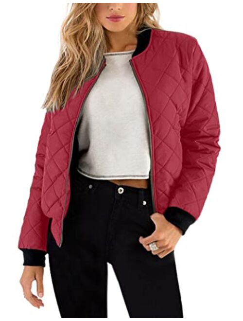 Zeagoo Women's Bomber Jacket Casual Coat Zip Up Outerwear Windbreaker