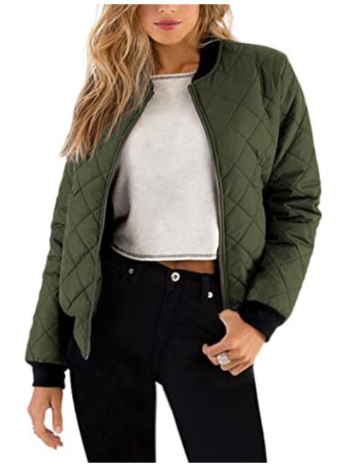 Zeagoo Women's Bomber Jacket Casual Coat Zip Up Outerwear Windbreaker