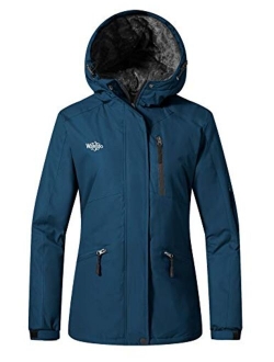 Wantdo Women's Mountain Waterproof Ski Jacket Hooded Winter Snow Coat Insulated Parka Fleece Rain Jacket