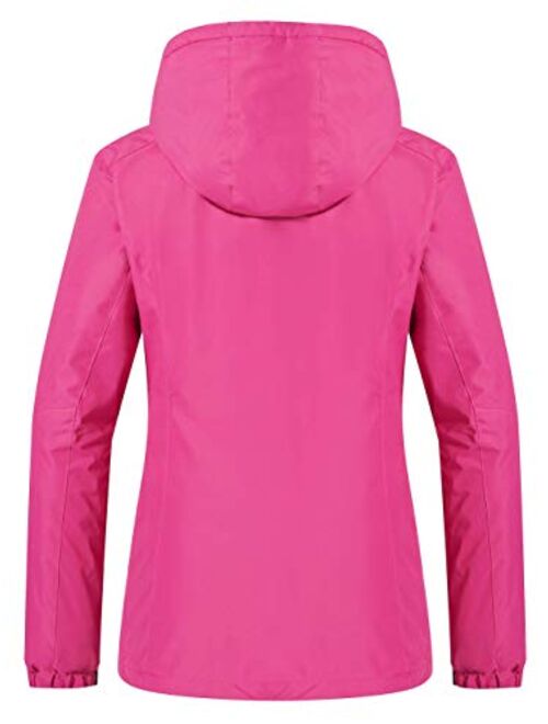 Wantdo Women's Mountain Waterproof Ski Jacket Hooded Winter Snow Coat Insulated Parka Fleece Rain Jacket