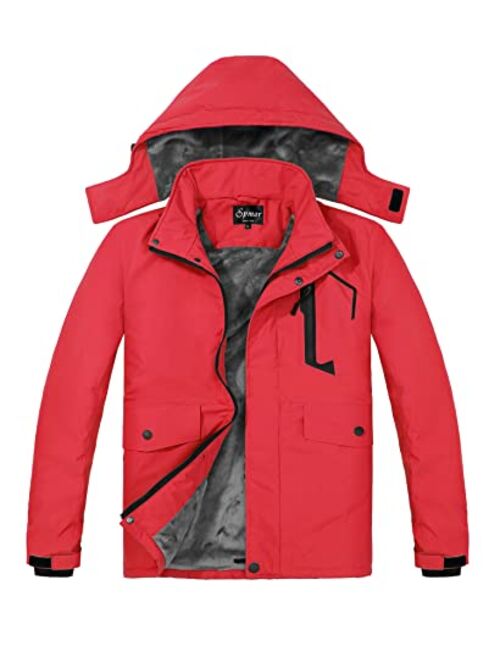 Spmor Women's Waterproof Ski Jacket Mountain Rain Winter Coat Windproof Skin Hooded Jacket