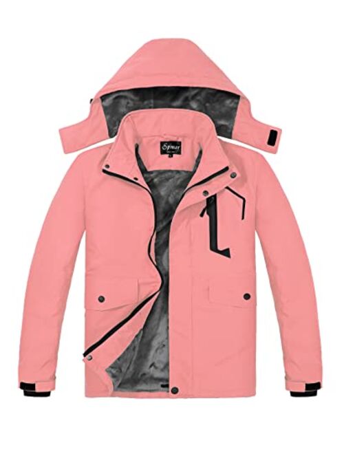 Spmor Women's Waterproof Ski Jacket Mountain Rain Winter Coat Windproof Skin Hooded Jacket