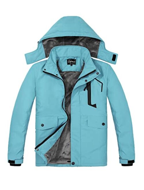 Spmor Women's Waterproof Ski Jacket Mountain Rain Winter Coat Windproof Skin Hooded Jacket