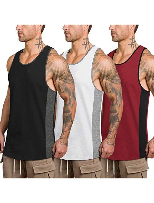 COOFANDY Mens Workout Tank Tops 3 Pack Quick Dry Gym Muscle Tee Fitness Bodybuilding Training Sports Sleeveless T Shirt