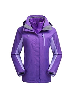 CAMEL CROWN Women's Waterproof Ski Jacket 3-in-1 Winter Coat Windbreaker Fleece Inner for Snow Rain Hiking Outdoor