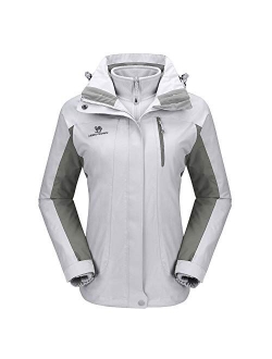 CAMEL CROWN Women's Waterproof Ski Jacket 3-in-1 Winter Coat Windbreaker Fleece Inner for Snow Rain Hiking Outdoor