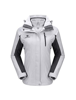 CAMEL CROWN Women's Waterproof Ski Jacket 3-in-1 Winter Coat Windbreaker Fleece Inner for Snow Rain Hiking Outdoor